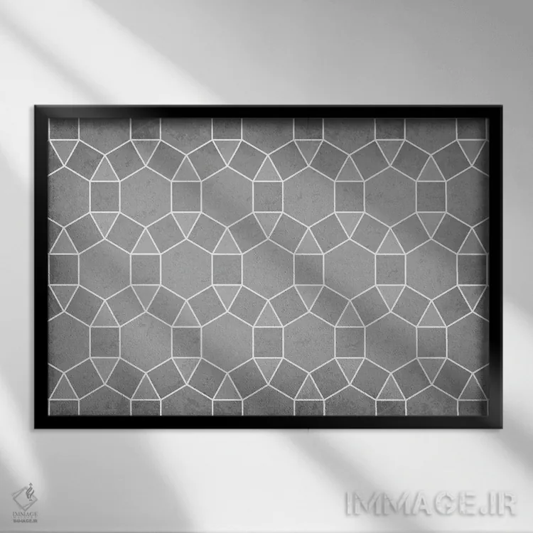 تابلو انتزاعی کاشی کاری نیمه منظم اثر گت یور نرد آن - نمای قابدار مشکی