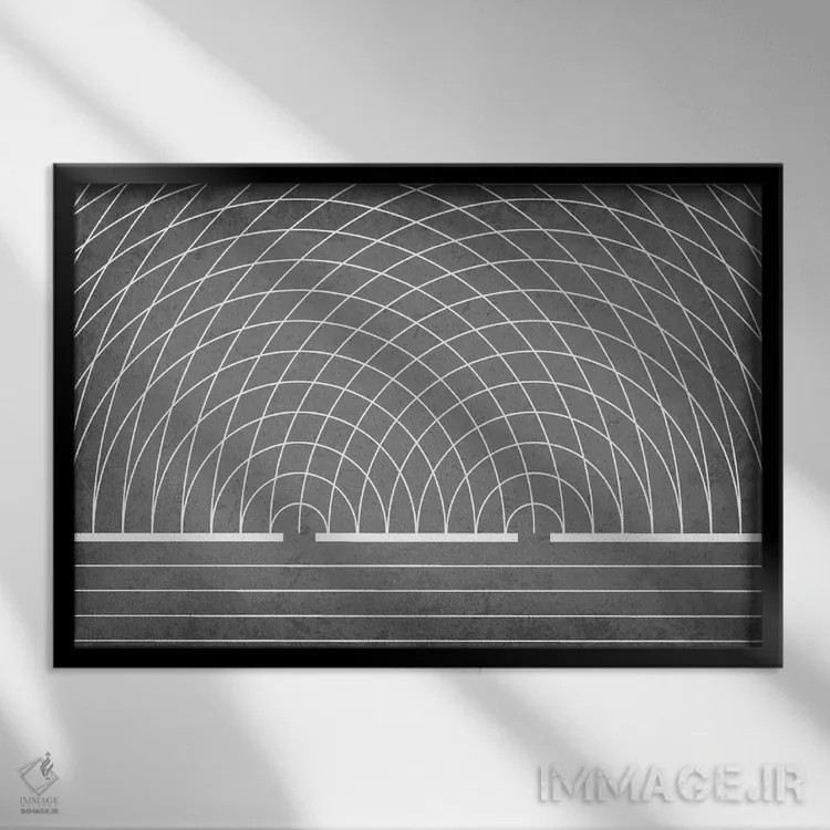 تابلو انتزاعی آزمایش دوشکاف یانگ اثر گت یور نرد آن - نمای قابدار مشکی