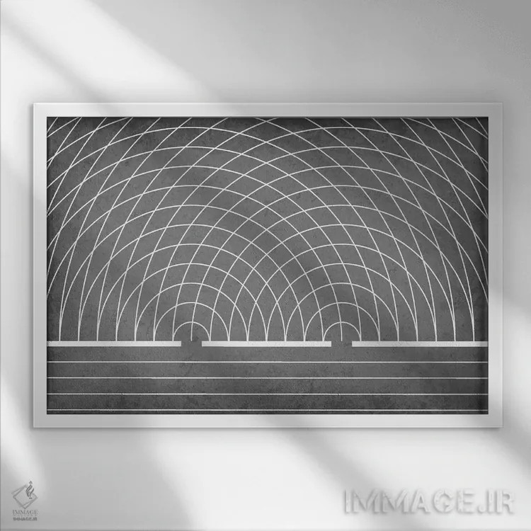 تابلو انتزاعی آزمایش دوشکاف یانگ اثر گت یور نرد آن - نمای قابدار سفید