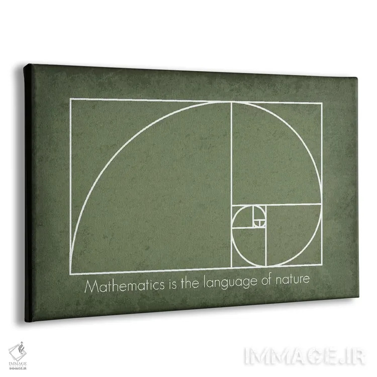 تابلو مدرن مارپیچ فیبوناچی با نقل قول ریاضی اثر گت یور نرد آن - نمای پرسپکتیو محصول