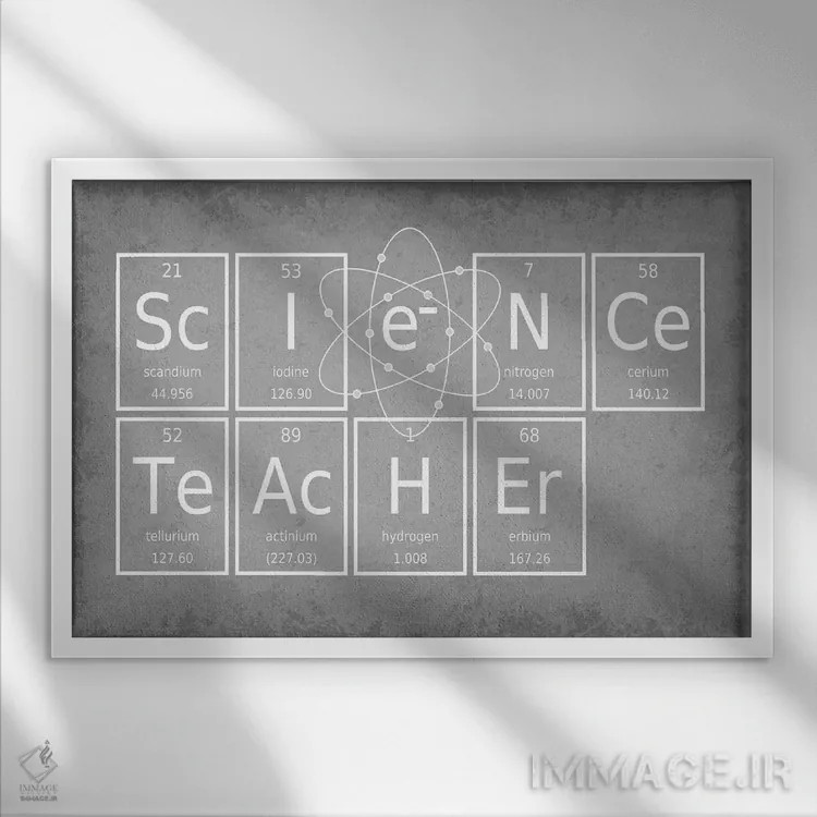 تابلو دکوراتیو معلم علوم اثر گت یور نرد آن - نمای قابدار سفید