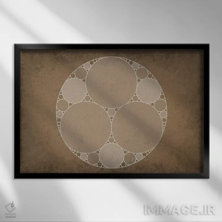 تابلو انتزاعی فراکتال واشر آپولونی اثر گت یور نرد آن - نمای قابدار مشکی