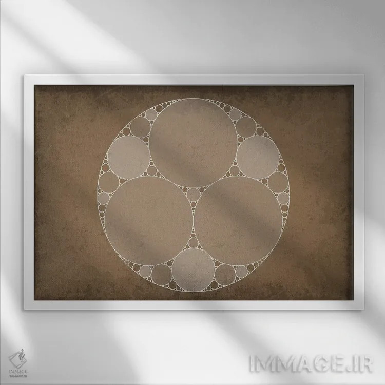 تابلو انتزاعی فراکتال واشر آپولونی اثر گت یور نرد آن - نمای قابدار سفید