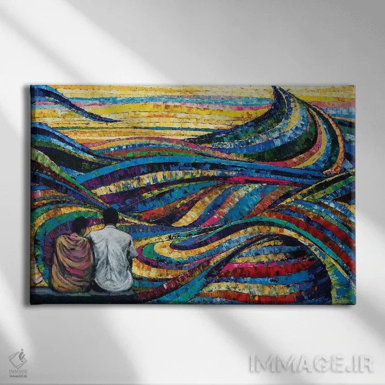 تابلو انتزاعی آواز هند اثر دیوید گیستا - نمای روبهرو روی دیوار
