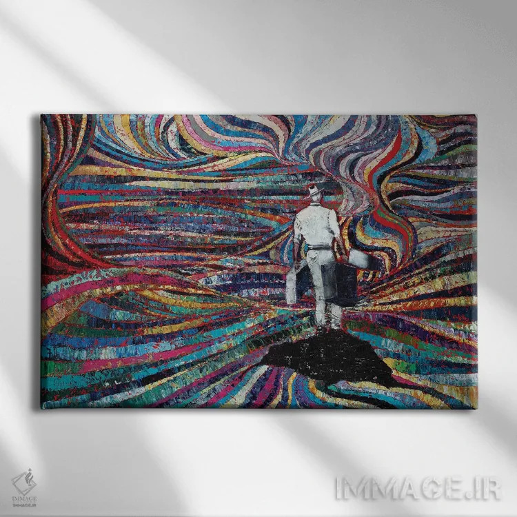 تابلو انتزاعی جزیره اسرارآمیز اثر دیوید گیستا - نمای روبهرو روی دیوار