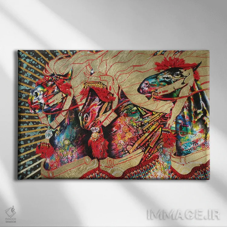 تابلو دکوراتیو اسب های آسمانی اثر گرائیم استیونسون - نمای روبهرو روی دیوار