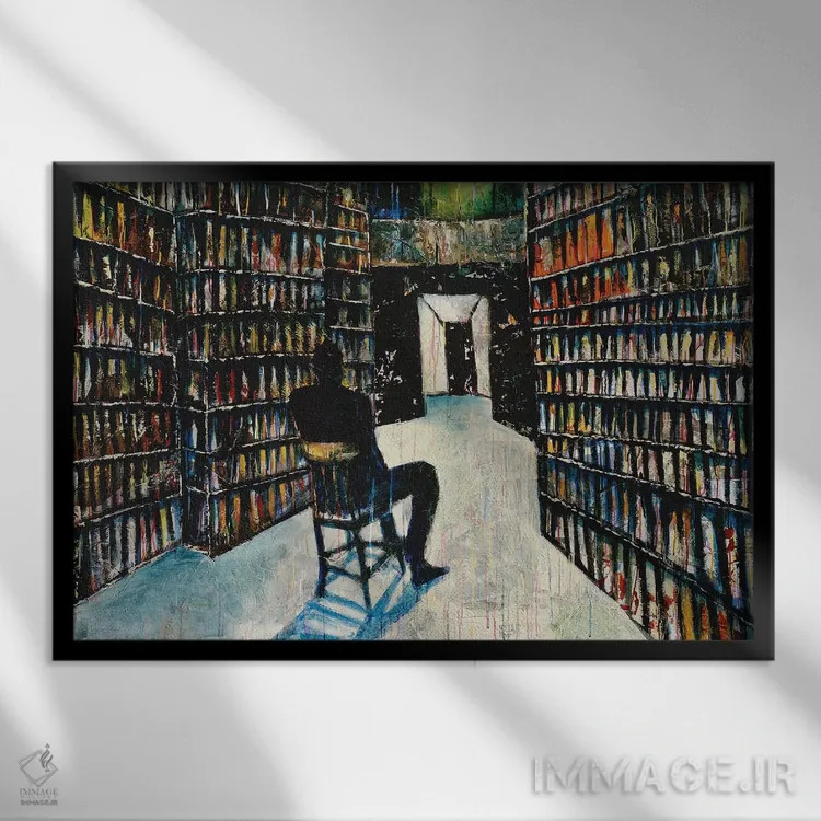 تابلو دکوراتیو در انتظار جی اثر دیوید گیستا - نمای قابدار مشکی