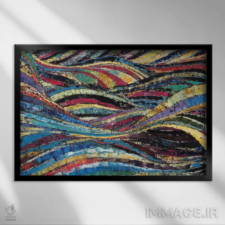 تابلو انتزاعی جزر و مد تیندی اثر دیوید گیستا - نمای قابدار مشکی