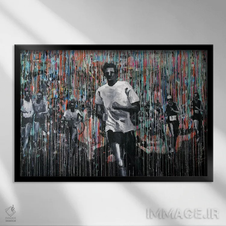 تابلو دکوراتیو مرد ماراتن اثر دیوید گیستا - نمای قابدار مشکی