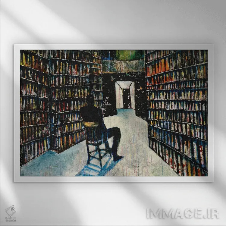 تابلو دکوراتیو در انتظار جی اثر دیوید گیستا - نمای قابدار سفید