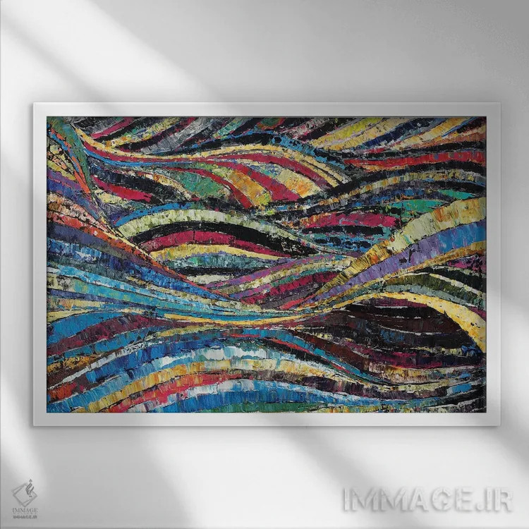 تابلو انتزاعی جزر و مد تیندی اثر دیوید گیستا - نمای قابدار سفید