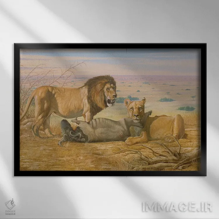 تابلو دکوراتیو پاشیدن رنگ قرمز اثر گرائیم استیونسون - نمای قابدار مشکی