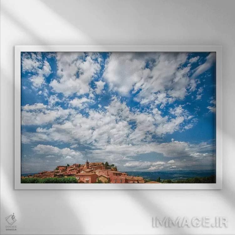 تابلو دکوراتیو Provence, Roussillon, village view,فرانسه، پروانس، روسیون… اثر جورج تئودور - نمای قابدار سفید