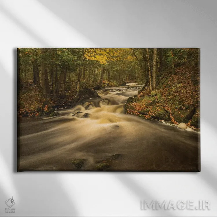 تابلو دکوراتیو Michigan. Fall Colors, Stream,آمریکا، میشیگان، رنگ های پایی… اثر جورج تئودور - نمای روبهرو روی دیوار