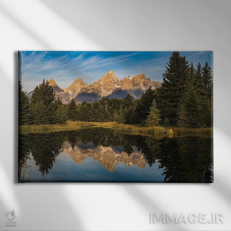 تابلو دکوراتیو Wyoming, Grand Teton National Park, reflections,آمریکا، وای… اثر جورج تئودور - نمای روبهرو روی دیوار