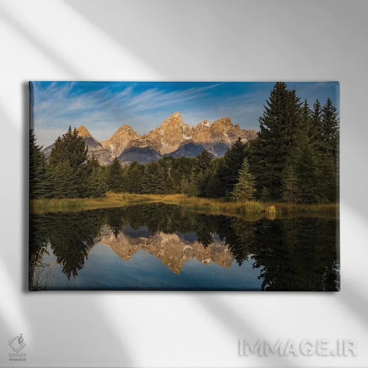 تابلو دکوراتیو Wyoming, Grand Teton National Park, reflections,آمریکا، وای… اثر جورج تئودور - نمای روبهرو روی دیوار