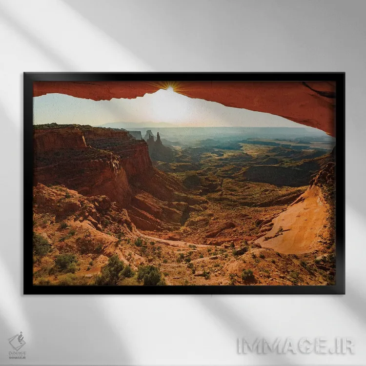 تابلو دکوراتیو Utah, Canyonlands, sunrise,آمریکا، یوتا، کنیون لندز، طلوع اثر جورج تئودور - نمای قابدار مشکی
