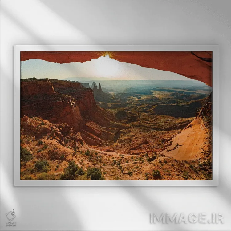 تابلو دکوراتیو Utah, Canyonlands, sunrise,آمریکا، یوتا، کنیون لندز، طلوع اثر جورج تئودور - نمای قابدار سفید