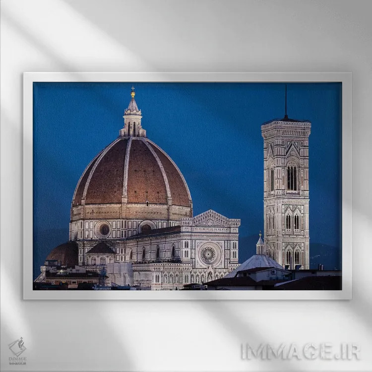تابلو دکوراتیو Florence, Duomo, Cathedral,ایتالیا، فلورانس، دومو ، کلیسای… اثر جورج تئودور - نمای قابدار سفید