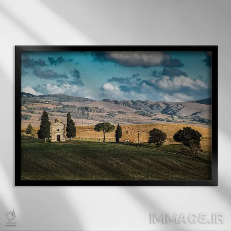 تابلو دکوراتیو Tuscany. Chapel,ایتالیا، توسکانی، نمازخانه اثر جورج تئودور - نمای قابدار مشکی