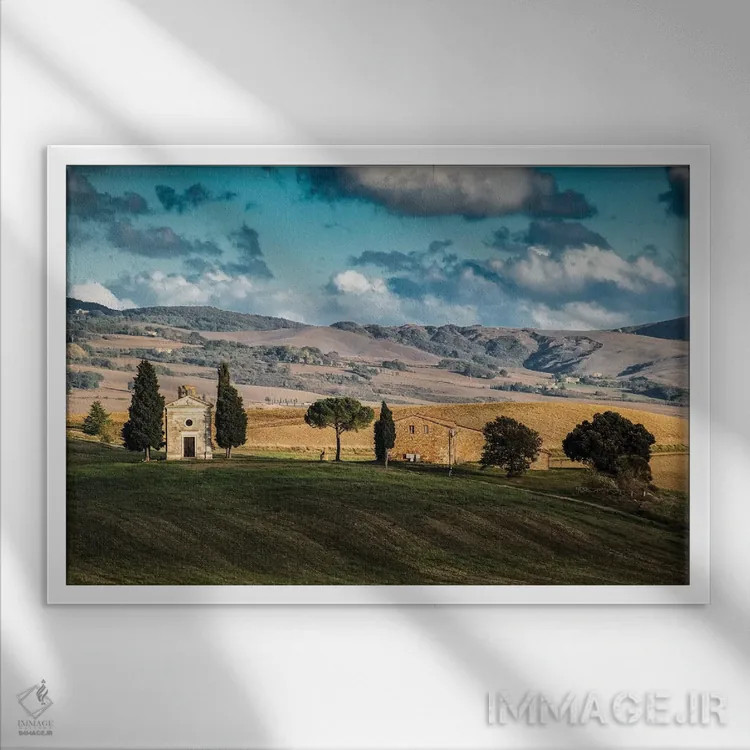 تابلو دکوراتیو Tuscany. Chapel,ایتالیا، توسکانی، نمازخانه اثر جورج تئودور - نمای قابدار سفید