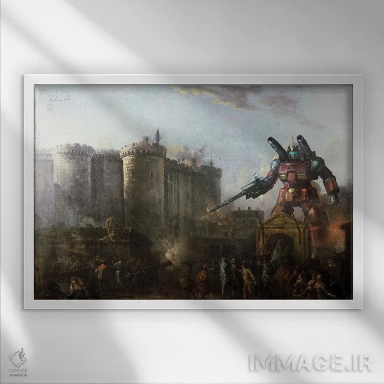 تابلو دکوراتیو توپخانه باستیل اثر آندریا گاتی - نمای قابدار سفید