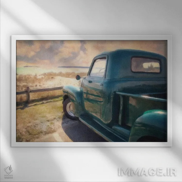 تابلو دکوراتیو سواری عالی، منظره عالی اثر گرافیتی استودیوها - نمای قابدار سفید