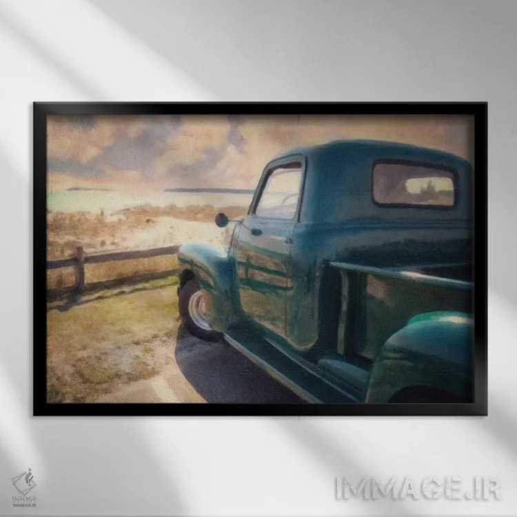 تابلو دکوراتیو سواری عالی، منظره عالی اثر گرافیتی استودیوها - نمای قابدار مشکی