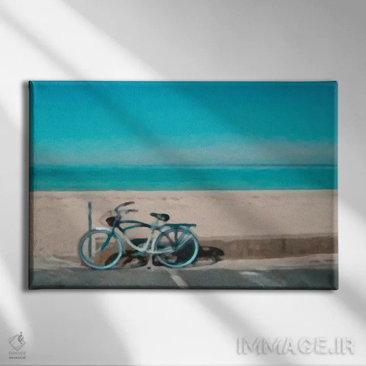 تابلو دکوراتیو دوچرخه سواری به سمت ساحل اثر گرافیتی استودیوها - نمای روبهرو روی دیوار