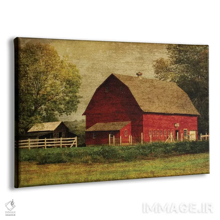 تابلو دکوراتیو انبار قرمز اثر گرافیتی استودیوها - نمای پرسپکتیو محصول