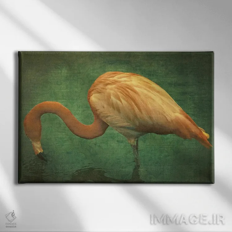 تابلو دکوراتیو فلامینگو کارائیبی اثر گرافیتی استودیوها - نمای روبهرو روی دیوار