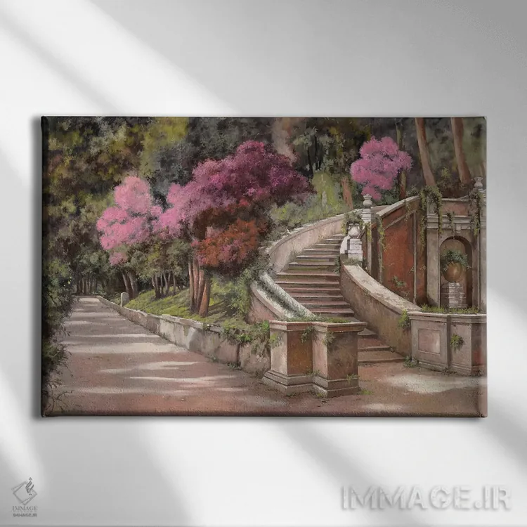 تابلو دکوراتیو پله ها در کنار خیابان اثر گویدو بورلی - نمای روبهرو روی دیوار