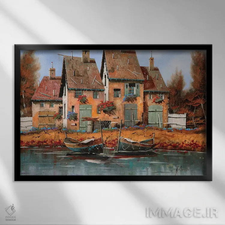 تابلو دکوراتیو قایق های زیبا اثر گویدو بورلی - نمای قابدار مشکی