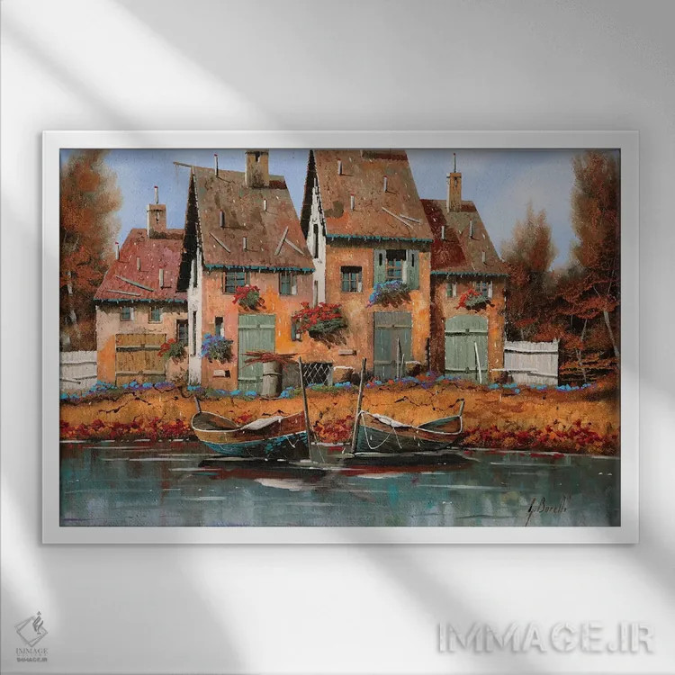 تابلو دکوراتیو قایق های زیبا اثر گویدو بورلی - نمای قابدار سفید