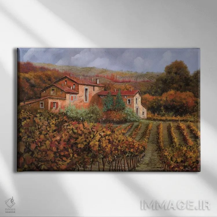 تابلو دکوراتیو میان تاکستان های مونتالچینو اثر گویدو بورلی - نمای روبهرو روی دیوار