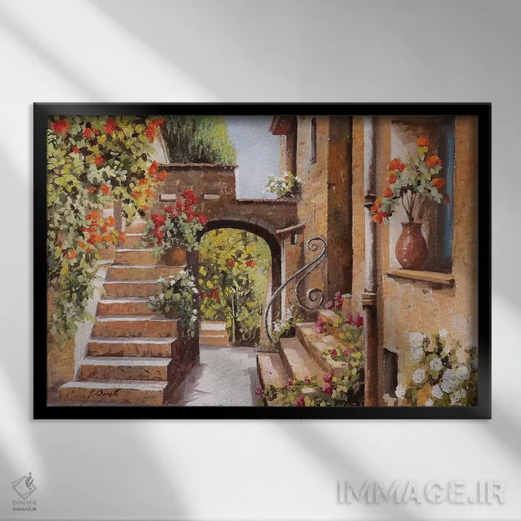 تابلو دکوراتیو کوچه کوچک کانی اثر گویدو بورلی - نمای قابدار مشکی