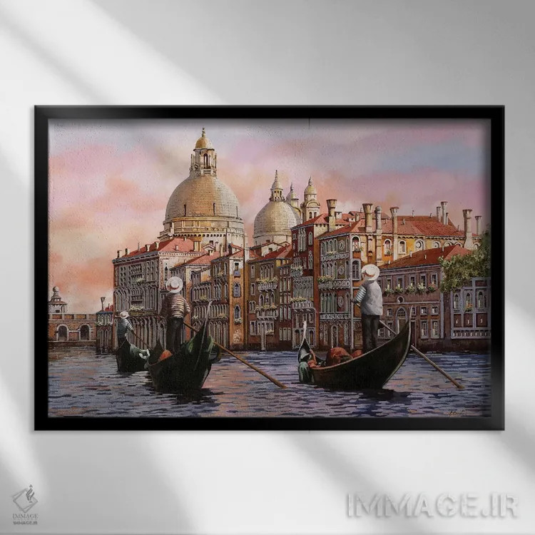 تابلو دکوراتیو دوباره با گوندولا اثر گویدو بورلی - نمای قابدار مشکی