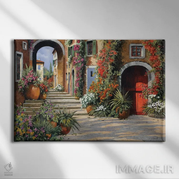 تابلو دکوراتیو یک در قرمز دیگر در مسیر سربالا اثر گویدو بورلی - نمای روبهرو روی دیوار