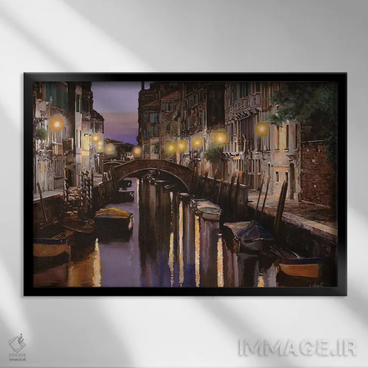 تابلو دکوراتیو ونیز در غروب اثر گویدو بورلی - نمای قابدار مشکی