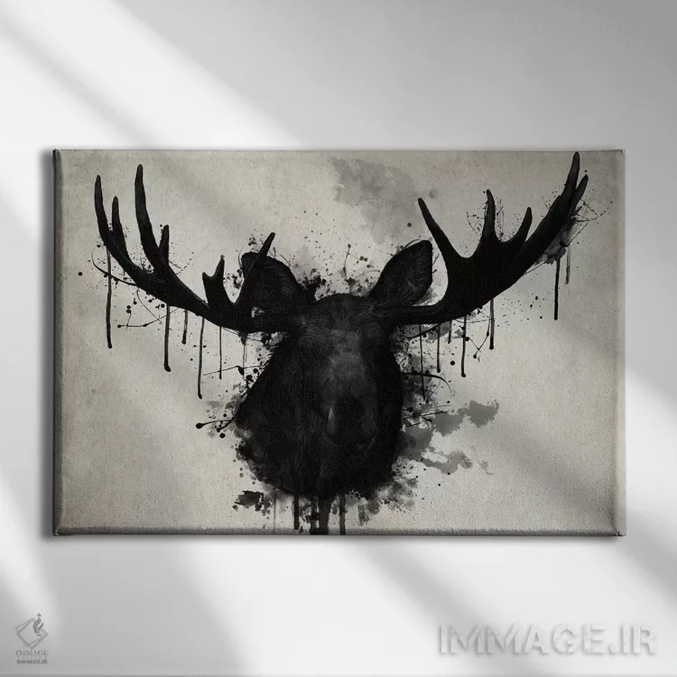 تابلو دکوراتیو گوزن شمالی اثر نیکلاس گوستافسون - نمای روبهرو روی دیوار