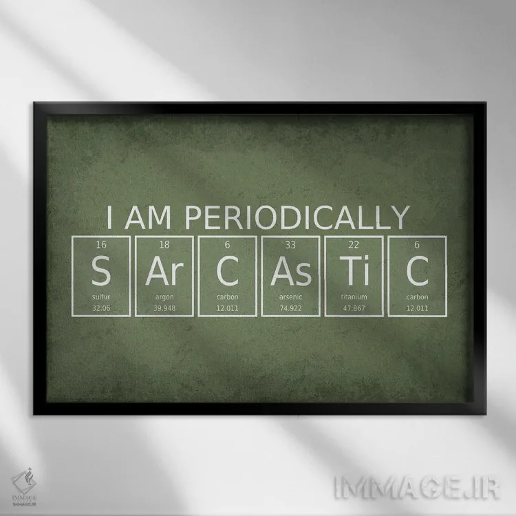 تابلو دکوراتیو من به صورت دوره ای طعنه زن هستم اثر گت یور نرد آن - نمای قابدار مشکی