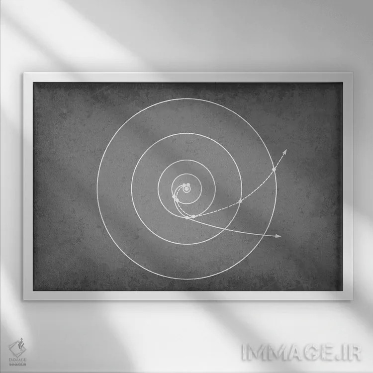 تابلو دکوراتیو مسیرهای فضاپیمای وویجر اثر گت یور نرد آن - نمای قابدار سفید