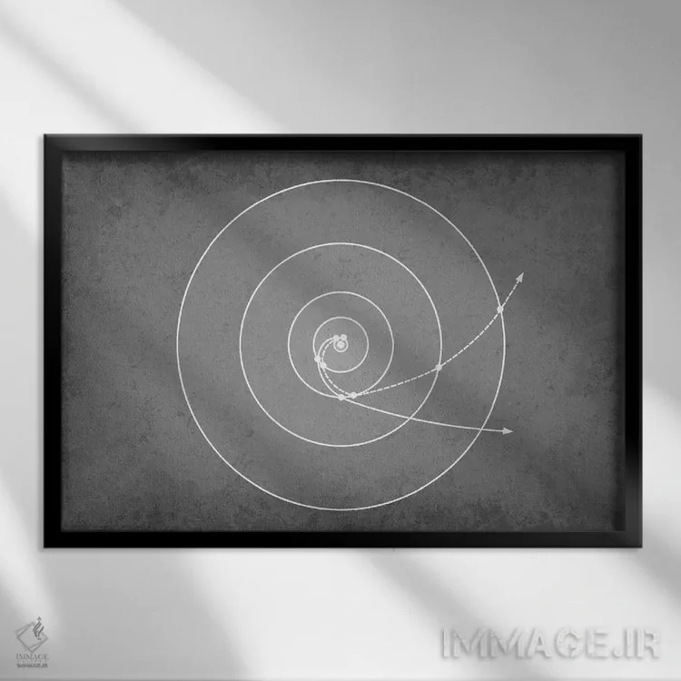 تابلو دکوراتیو مسیرهای فضاپیمای وویجر اثر گت یور نرد آن - نمای قابدار مشکی