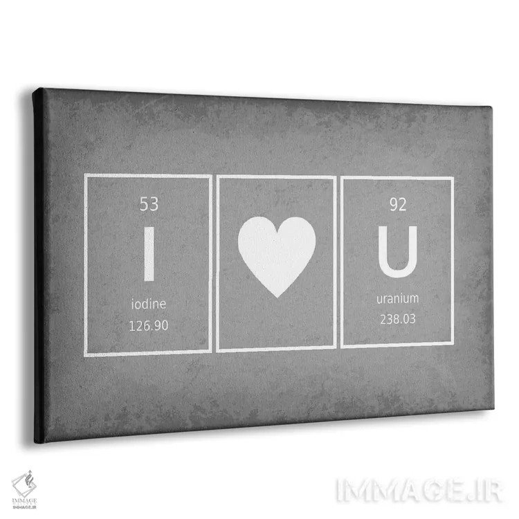 تابلو دکوراتیو دوستت دارم با عناصر جدول تناوبی اثر گت یور نرد آن - نمای پرسپکتیو محصول