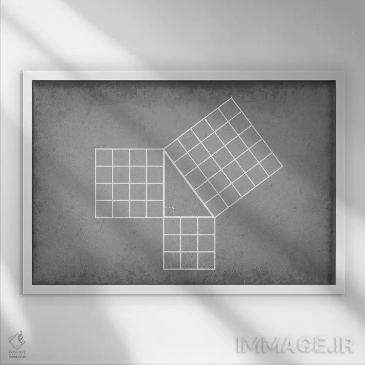 تابلو دکوراتیو قضیه فیثاغورس اثر گت یور نرد آن - نمای قابدار سفید