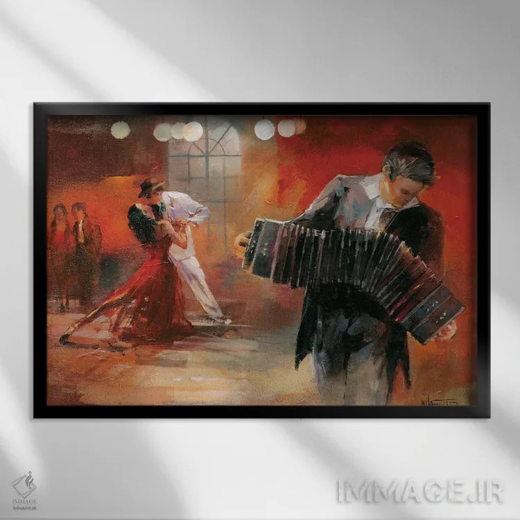 تابلو دکوراتیو باندونئون اثر ویلم هنراتس - نمای قابدار مشکی