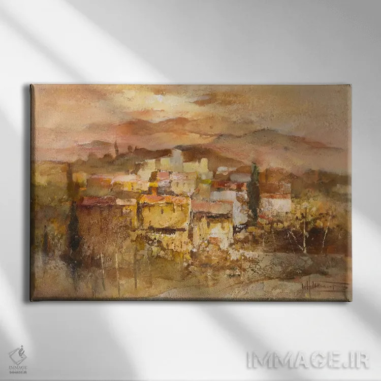 تابلو دکوراتیو روستای ایتالیایی ۱ اثر ویلم هنراتس - نمای روبهرو روی دیوار