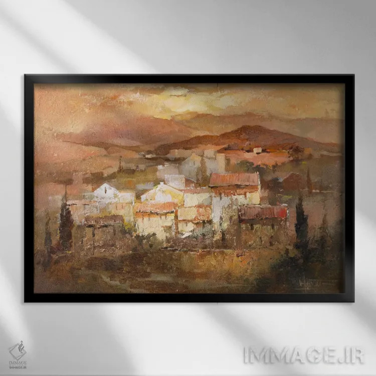 تابلو دکوراتیو روستای ایتالیایی ۲ اثر ویلم هنراتس - نمای قابدار مشکی