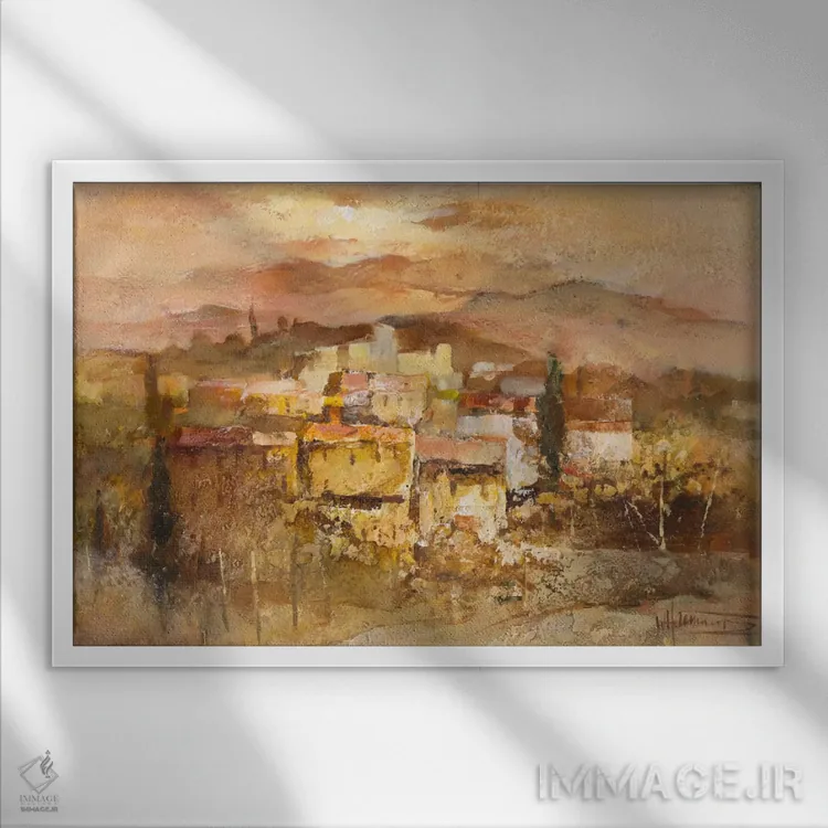 تابلو دکوراتیو روستای ایتالیایی ۱ اثر ویلم هنراتس - نمای قابدار سفید