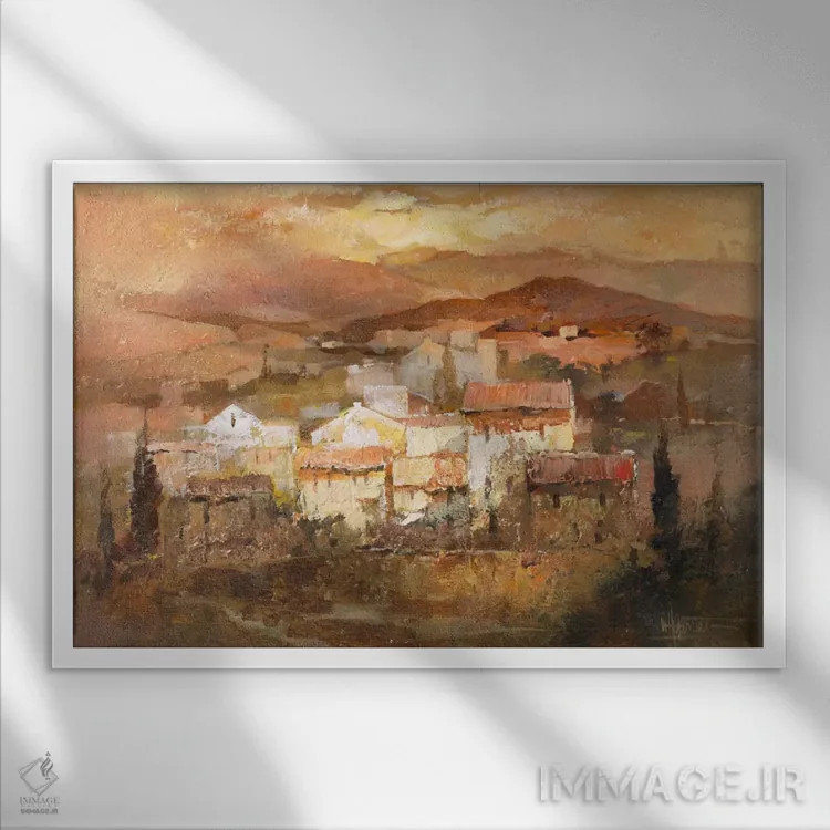تابلو دکوراتیو روستای ایتالیایی ۲ اثر ویلم هنراتس - نمای قابدار سفید